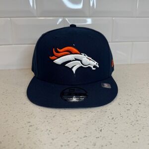 New Era NFL Denver Broncos 9FIFTY Snapback Hat Navy Orange White Logo Adjustable